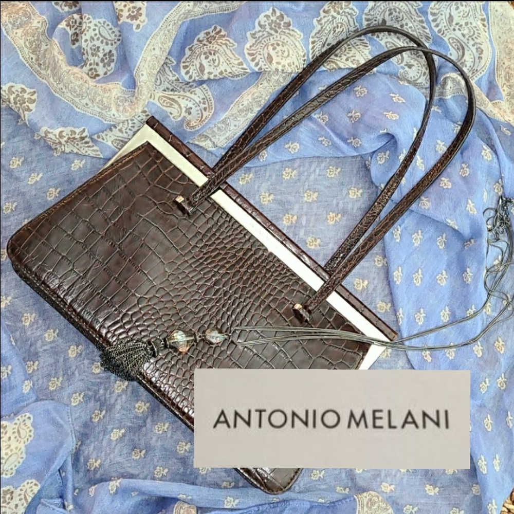NWOT Antonio Melani Crocodile Embossed Satchel